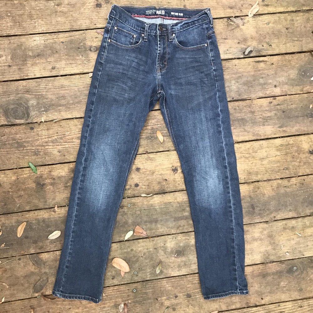 LIKE NEW WRANGLER JEANS CO. RED VINTAGE SLIM JEANS